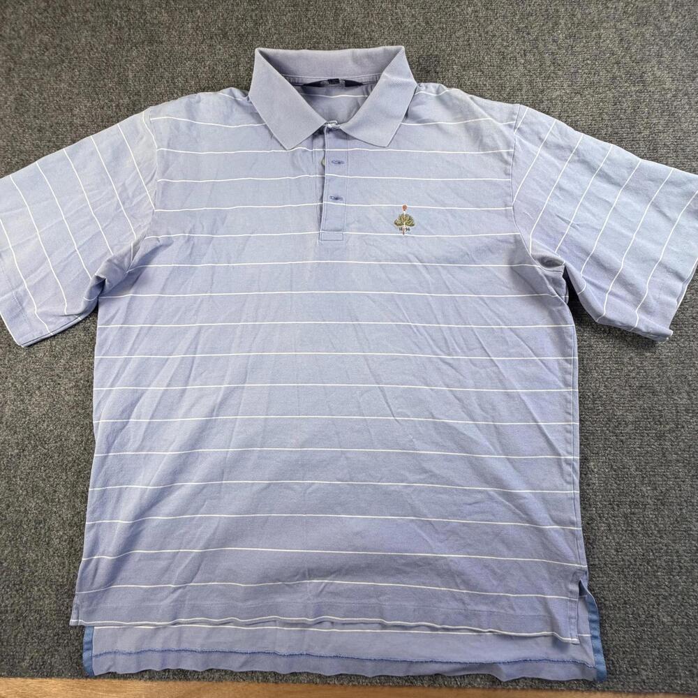 Polo Golf Ralph Lauren Light Blue Striped Pima Cotton Polo Shirt Mens Large